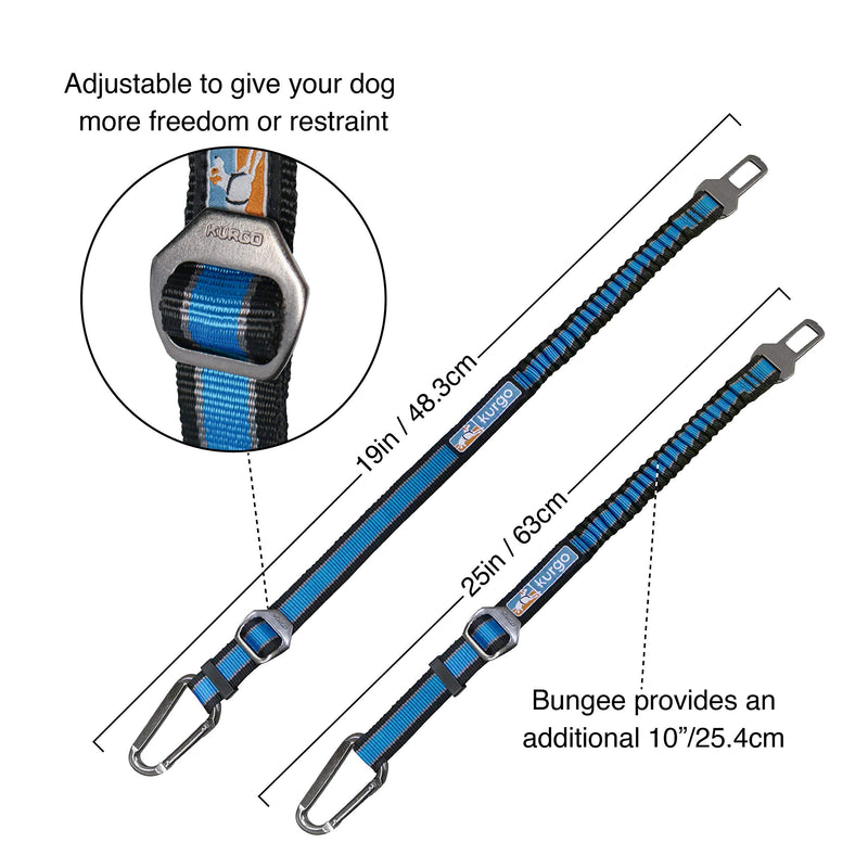 Kurgo Direct to seat Belt Tether for Dogs, Universal Car seat Belt for Pets, Adjustable Length Dog Safety BeltQuick & Easy Installation Blue 1 Pack Bungee - PawsPlanet Australia