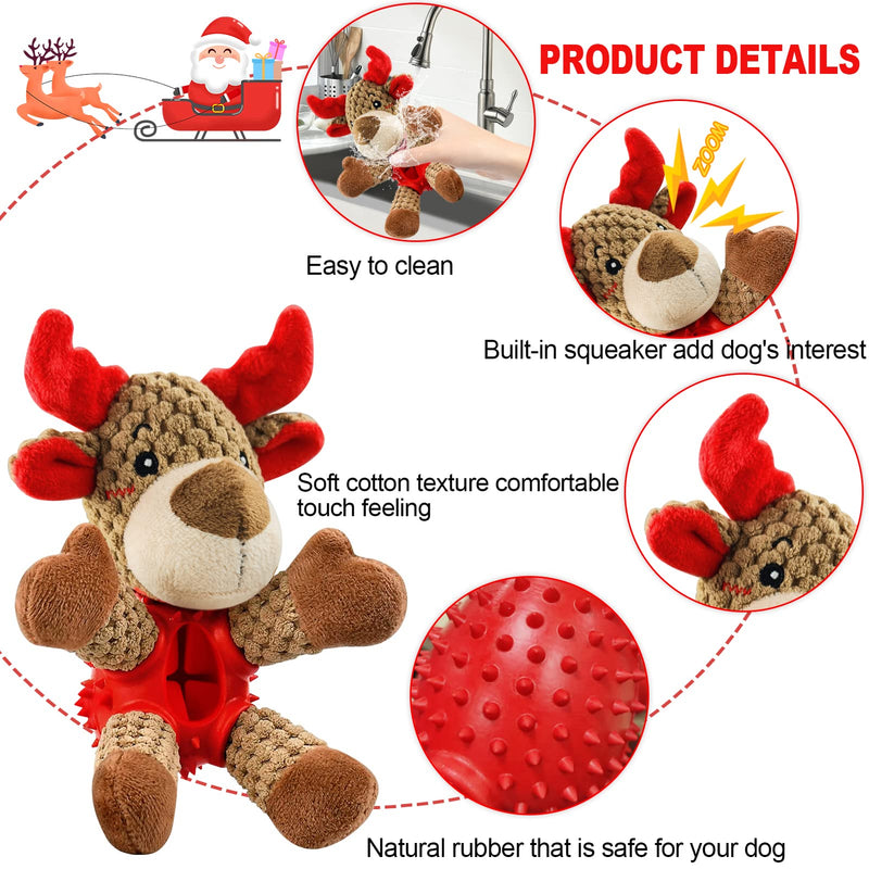 Chew toy for dogs, Christmas toy for dogs, squeak toy dog with cattle scent, interactive natural rubber dog toy for small and medium dogs, aggressive chewing Christmas moose - PawsPlanet Australia