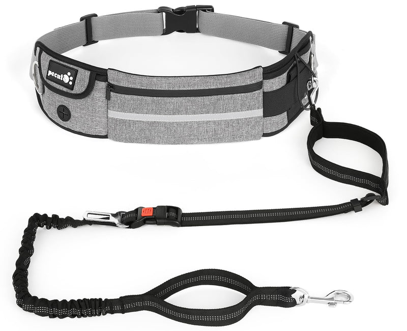 Pecute jogging leash for dogs with waist belt, running belt dog leash for large and medium-sized dogs, dog leash with belt bag, elastic running leash for dogs, dog leash for running, jogging gray basic version up to 100kg - PawsPlanet Australia