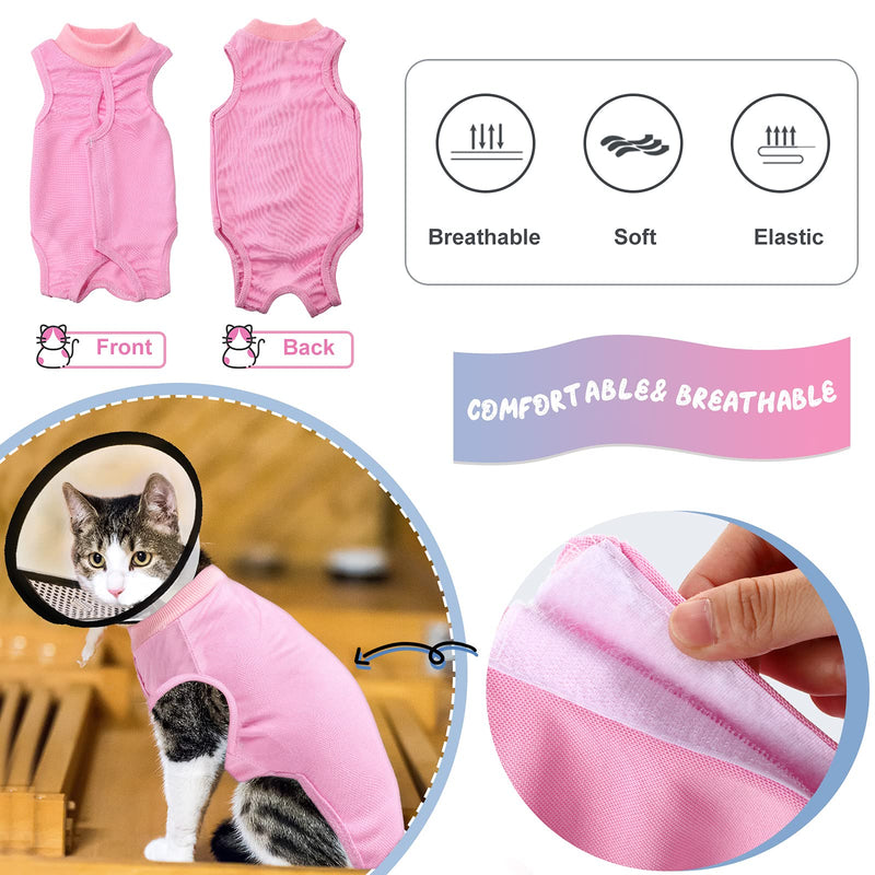 2 Pieces Cat Recovery Suit and 1 Piece Cat Cone Adjustable Kitten Recovery Clothes Anti-Licking Cat Recovery Clothing Plastic Plastic Cat Elizabethan Collar for Cats Puppy Kitten Pets Abdominal Wound - PawsPlanet Australia