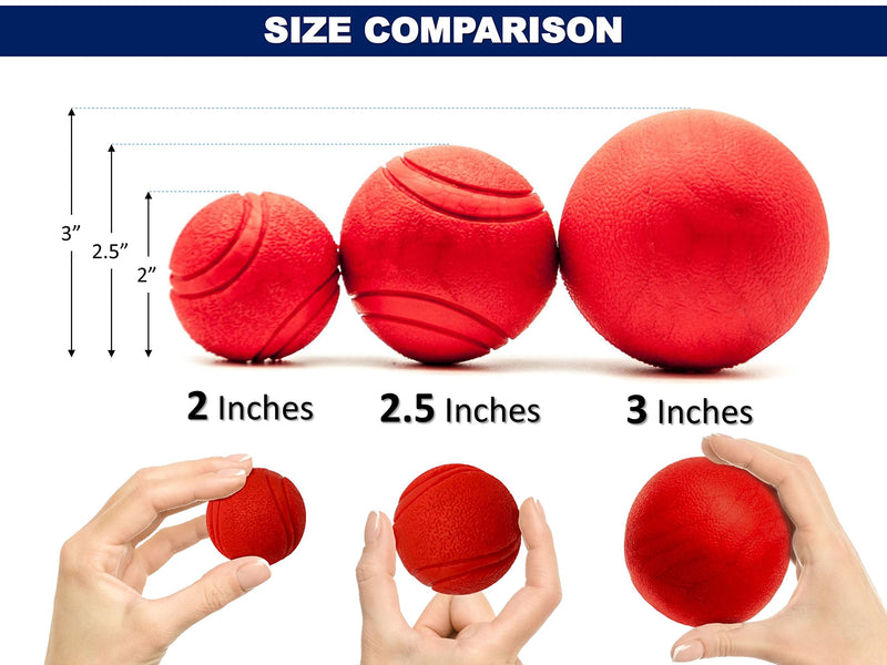 3 X 2.5" Strong Solid Rubber Ball HIGH BOUNCING Virtually Tough Dog Toys Interactive Dog Toys For Boredom Strong Natural Rubber Balls for dogs (2.5 Inches, Blue + 2 Red (3 Balls)) 2.5 Inches Blue + 2 Red (3 Balls) - PawsPlanet Australia