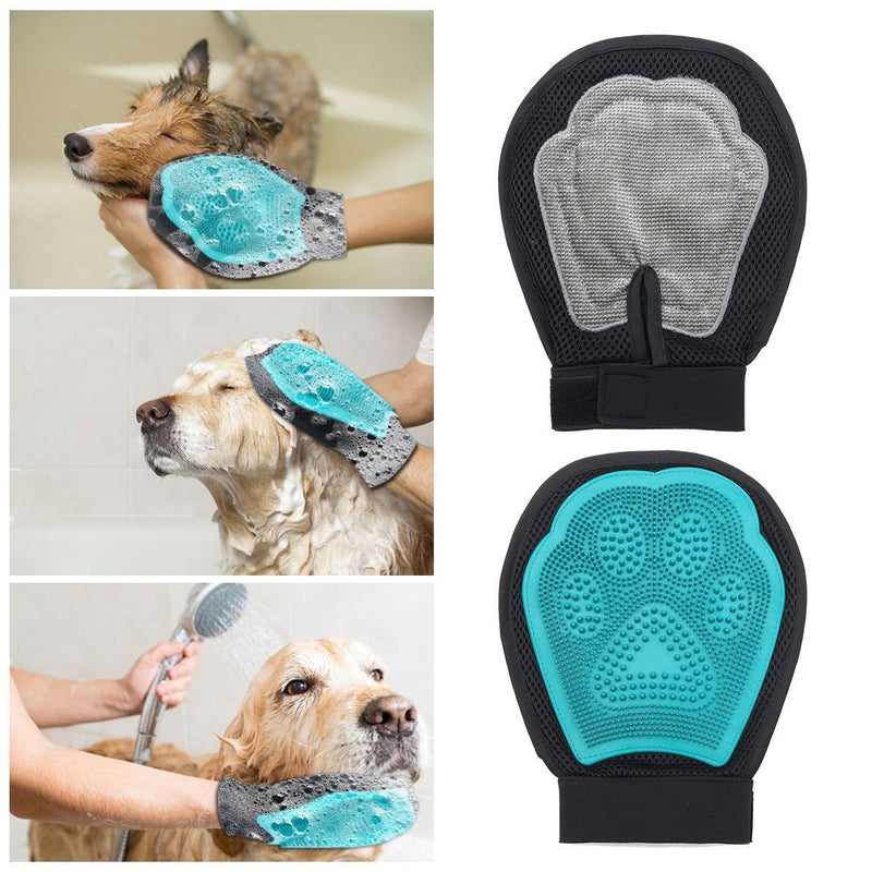 Kismaple Pet Grooming Massage Glove Brush, Gentle Deshedding Brush Glove Efficient Pet Hair Remover Mitts,Massage Tool for Pets -Long & Short Hair Dogs,Cats, Bunnies, Horses Glove Brush (Blue) - PawsPlanet Australia