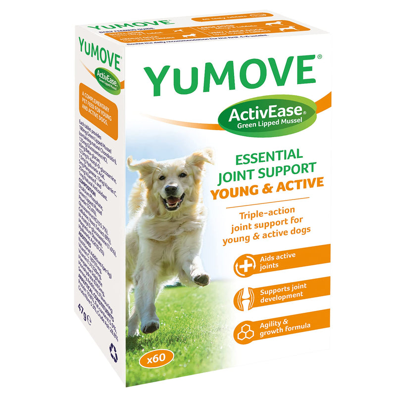 Lintbells | YuMOVE Young and Active Dog | Hip and Joint Supplement for Dogs to Support Active and Growing Joints for Dogs Aged Under 6 | 60 Tablets - PawsPlanet Australia