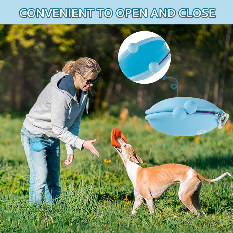 2 Pcs Dog Cat Treat Pouch, Silicone Dog Food Container Portable Pet Training Bag Walking Accessories Multi-Purpose Pouch Coin Purse Key Case with Semi-Closed Opening (Blue and Yellow) - PawsPlanet Australia