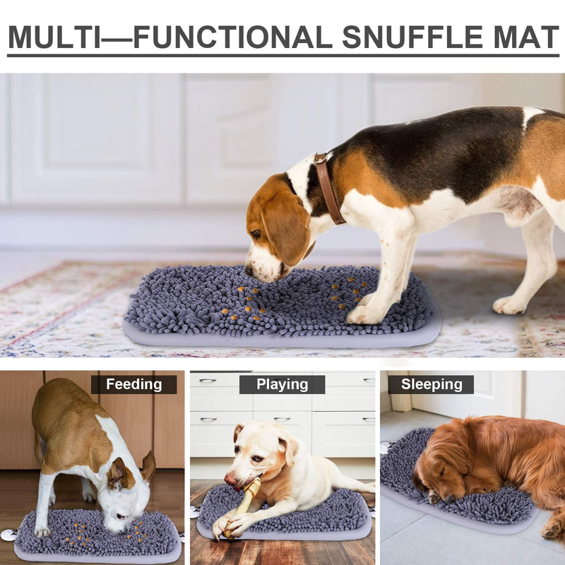 Unite Stone Snuffle Mat for Dogs, 17" x 21" Dog Snuffle Mat Interactive Feed Game for Boredom, Encourages Natural Foraging Skills and Stress Relief, Easy to Fill/Machine Washable (Gray, Square shape) Gray - PawsPlanet Australia