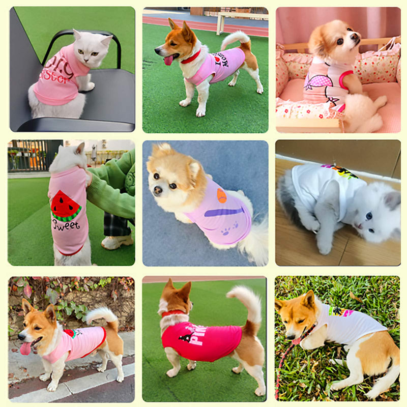 Dog Shirt Pet Printed Shirts Soft Breathable Puppy Sleeveless Vest Cute Dog Cotton Clothing Sweatshirt for Small Dogs and Cats 9PCS (S) Girl1 - PawsPlanet Australia