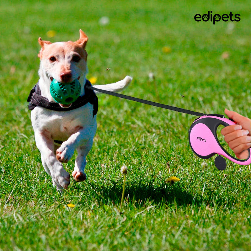 Edipets Extendable and Retractable Dog Lead 5m 8m Flexible for Training and Walking for Small, Medium and Large Dogs (Pink, 8 Meters) - PawsPlanet Australia