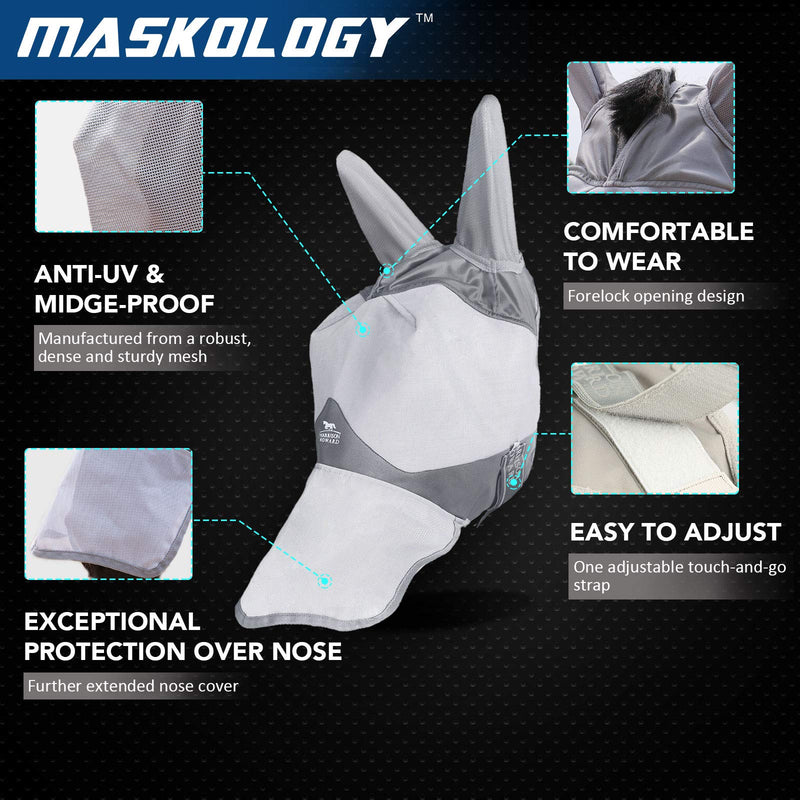 Harrison Howard Maskology Horse Fly Mask Ultra Durable Mesh Stellar UV Protection for Horse - PawsPlanet Australia