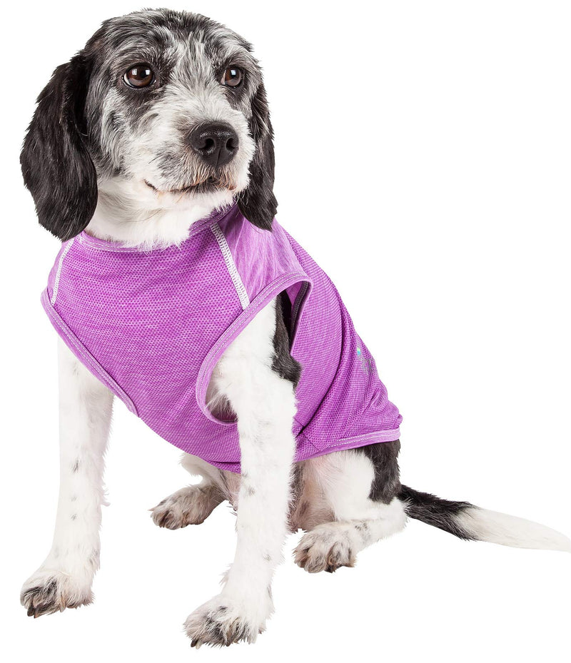 [Australia] - Pet Life Active 'Aero-Pawlse' Heathered Quick-Dry And 4-Way Stretch-Performance Dog Tank Top T-Shirt Small Purple 