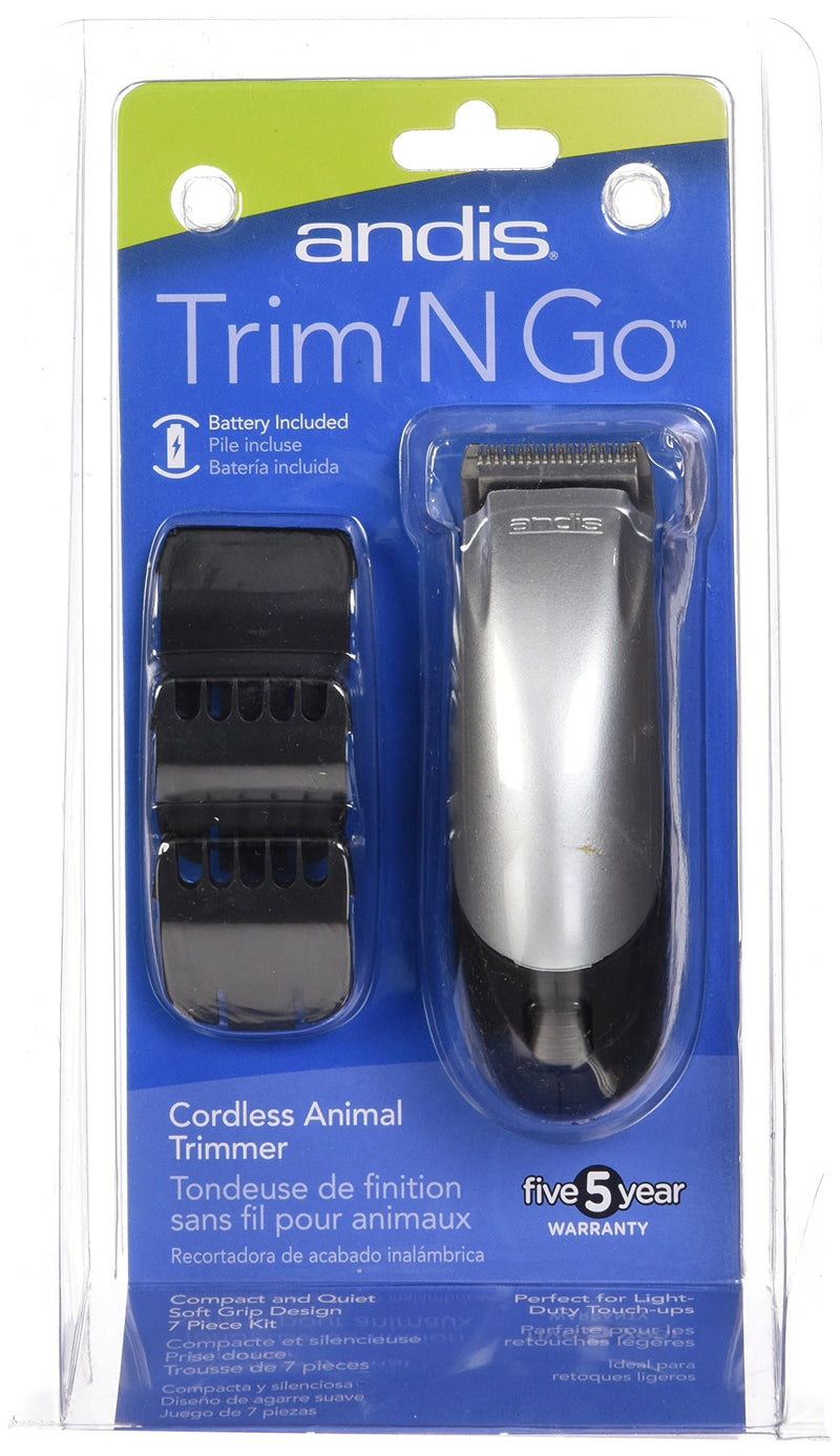 [Australia] - Andis 24865 Cordless Trim 'N Go 7-Piece Portable Trimmer - Animal/Dog Grooming, Silver 