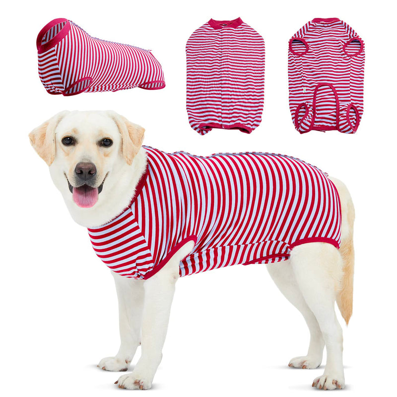 LovinPet Recovery Shirt - Full Coverage Dog's Bodysuit Wound Protective Surgical,E-Collar Alternative Recovery Snugly Suit for Abdominal Wounds After Surgery Anti-Licking Dog Onesies,Short Legs,L Large Red collar/Red - PawsPlanet Australia