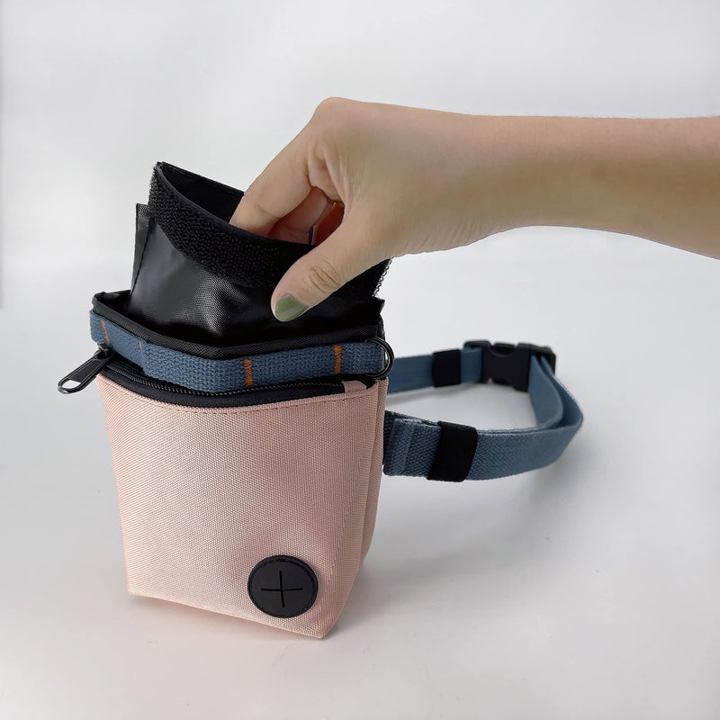 KATOZOO Dog Treat Pouch with Pet Training Clicker, Dog Training Treat Pouch Kit, Magnetic Closure, Hands-Free Training. (Pink) Pink - PawsPlanet Australia