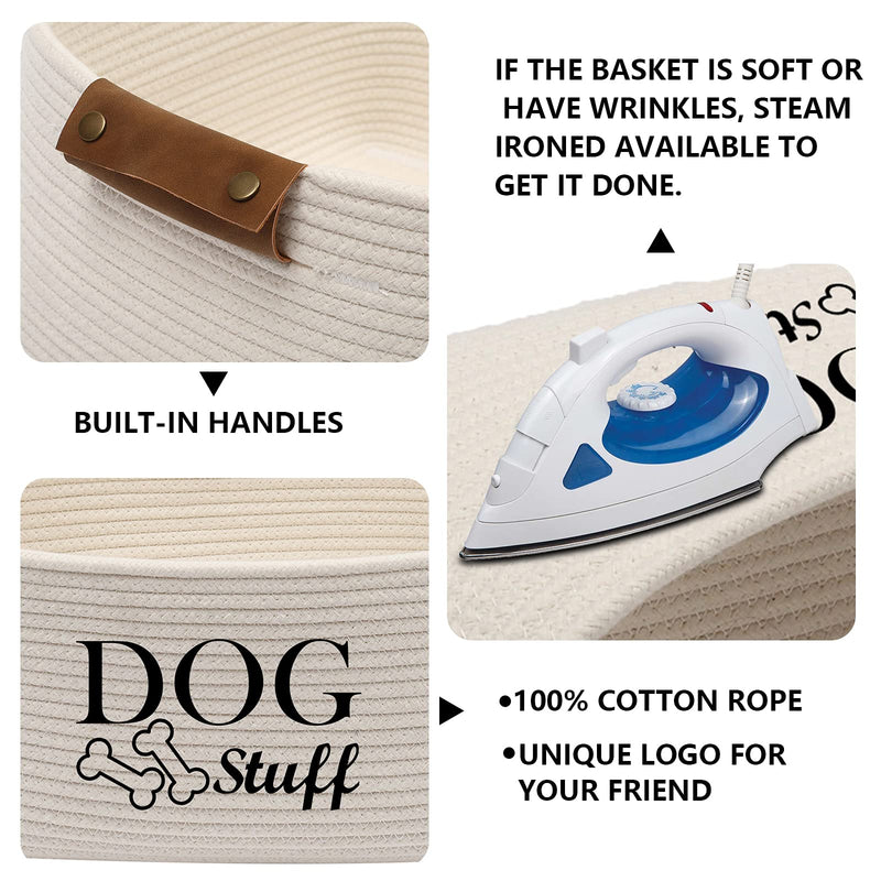 Brabtod Square Dog Toy Basket Storage Cotton Woven Rope Blanket Basket for Accessory Storage Bin Blankets, Towels, Pillows and Toys-Beige Beige - PawsPlanet Australia