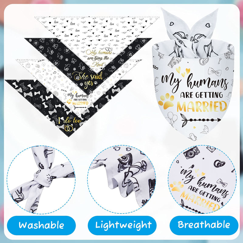 4 Pieces Wedding Dog Bandana My Humans are Getting Married Pet Bandana She Said Yes Dog Scarf Dog Engagement Announcement Pet Wedding Photo Prop for Dogs and Cats - PawsPlanet Australia