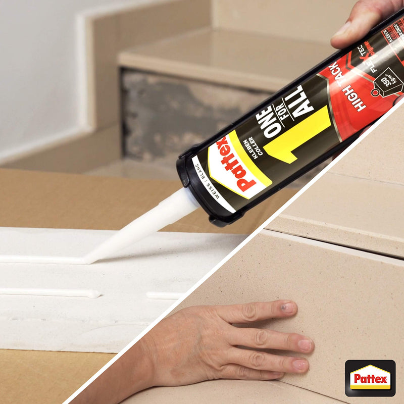 Pattex One For All High Tack, high-quality assembly adhesive, strong adhesive for all surfaces, flexible and powerful all-purpose adhesive, 1 x 440g cartridge white 440 g - High Track - PawsPlanet Australia