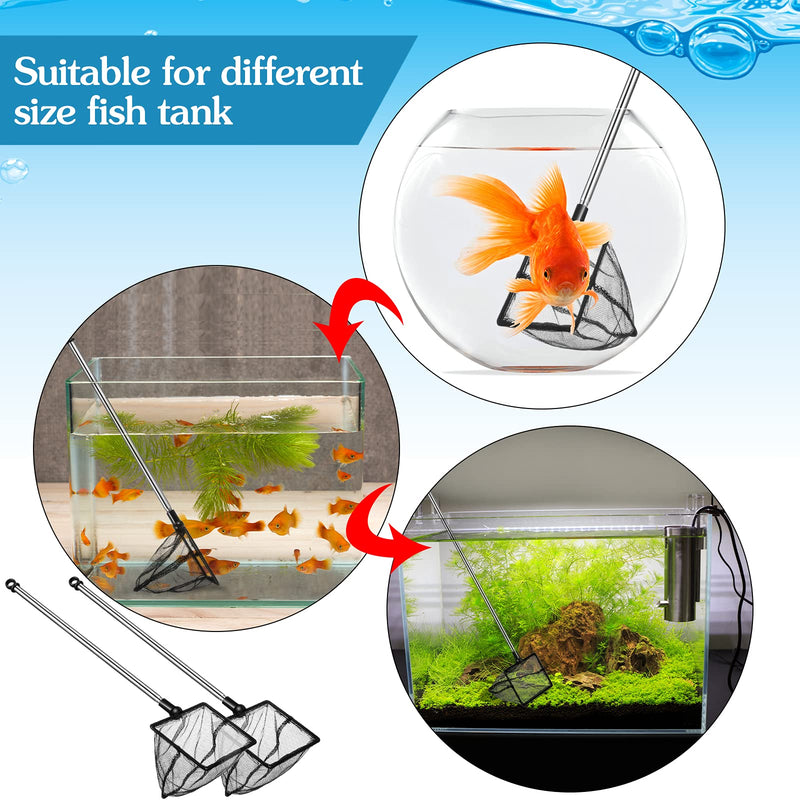 2 Pieces Mesh Fish Tank Net Aquarium Fish Net 4 Inch and 6 Inch Stainless Steel Fish Net with Extendable 12.5-27.5 Inch Long Handle Fish Catch Nets Fish Tank Aquarium Accessories - PawsPlanet Australia
