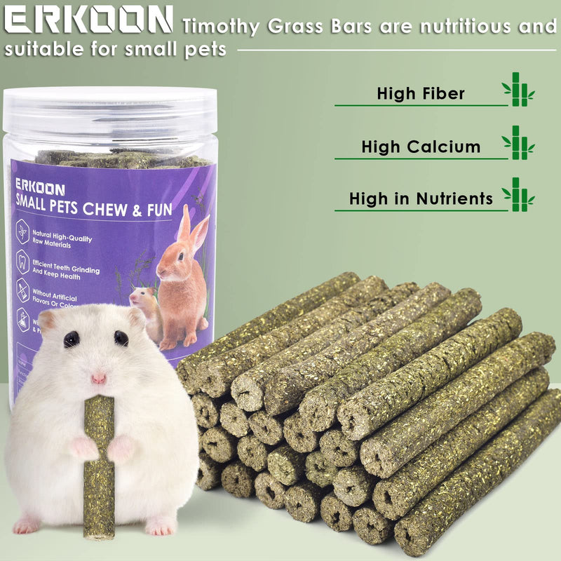 ERKOON Pack of 38 Timothy Hay Sticks, Chinchilla Rabbit Guinea Pig Hamster Chew Snacks for Teeth, Treat Accessories 38 Pieces (Pack of 1) - PawsPlanet Australia