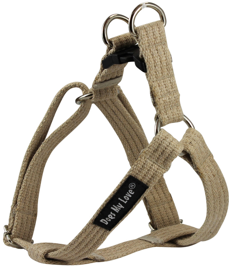 [Australia] - Cotton Web Adjustable Dog Step-in Harness 4 Sizes Beige Medium: 12"-21" Chest; 3/4" Wide 