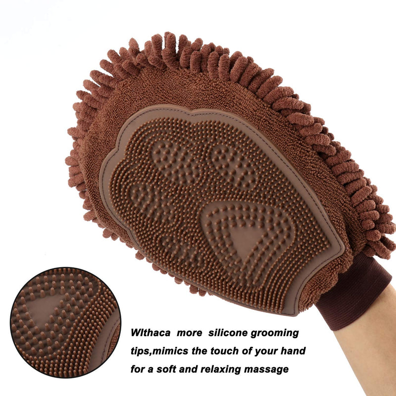 [Australia] - Simply Home Pet Grooming Towel Glove Deshedding Brush and Pet Hair Remover Mitt with Ultra Absorbent Microfiber for Soaking - Grooming, Massage, Bathing. 1 