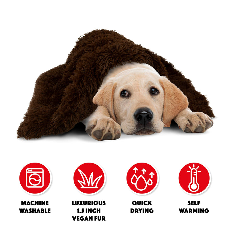 [Australia] - The Dog’s Blanket Sound Sleep Original Blanket, Premium Quality Calming, Anti-Anxiety Snuggler Blankets Large Blanket (28x42") Chocolate Brown Faux Fur 