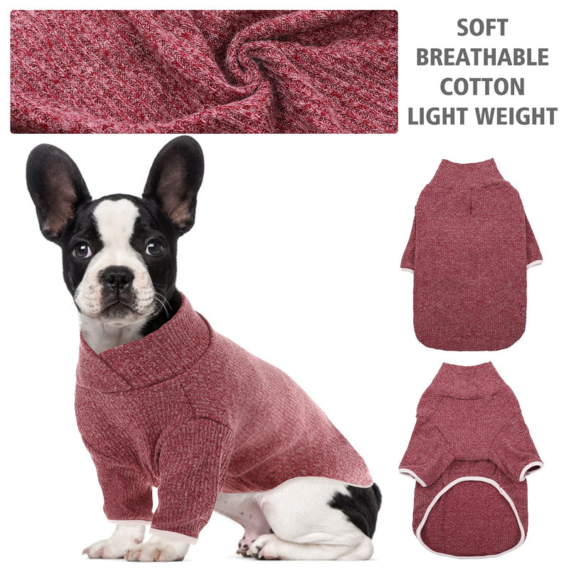 Kuoser Dog Sweater, Dog Pajamas Sleeping Suit Pet Clothes, Soft Stretchy Knitwear Dog Costumes for Cold Weather, Cotton Clothes Warm Pullover Vest Pet Apparel for Small Medium Size Dogs Cats X-Small (pack of 1) Dark Red - PawsPlanet Australia