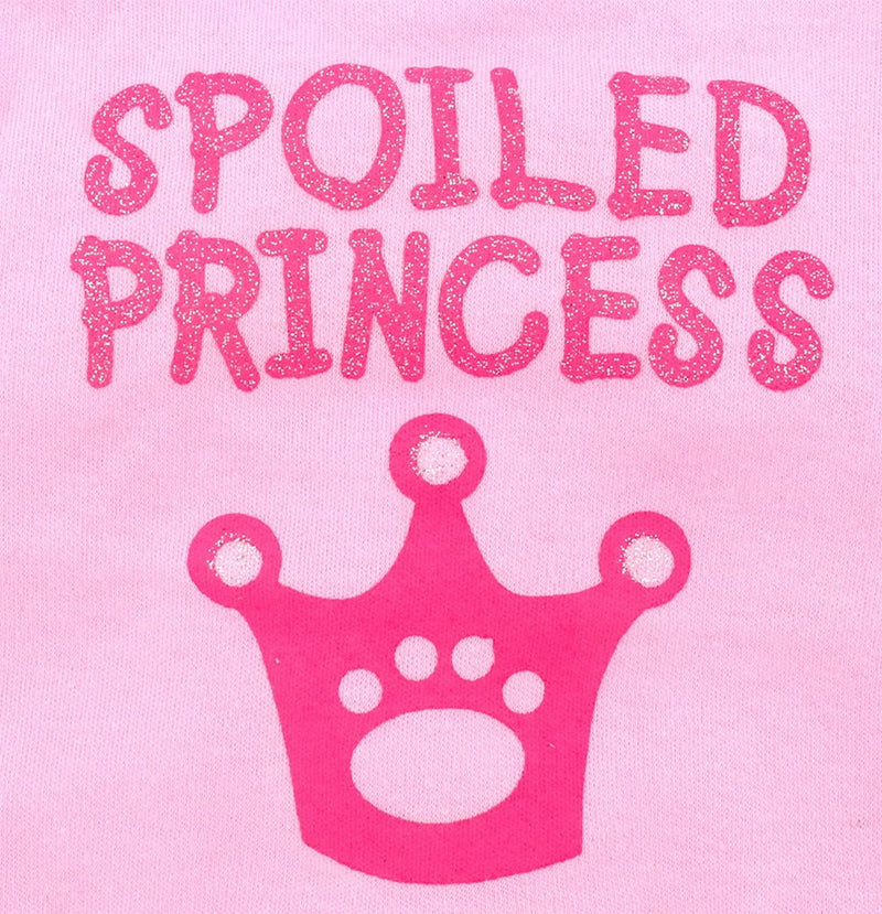 SMALLLEE_LUCKY_STORE Small Dog Spoiled Hoodie Chihuahua Clothes for Girls Crown Puppy Tee T shirt for Cat Yorkshire Toy Poodle Pink XS - PawsPlanet Australia