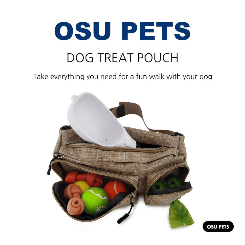 OSU PETS Dog Training Treat Pouch, Easily for Walking with Dogs, Fanny Pack and Waste Bag Dispenser Beige Melange - PawsPlanet Australia