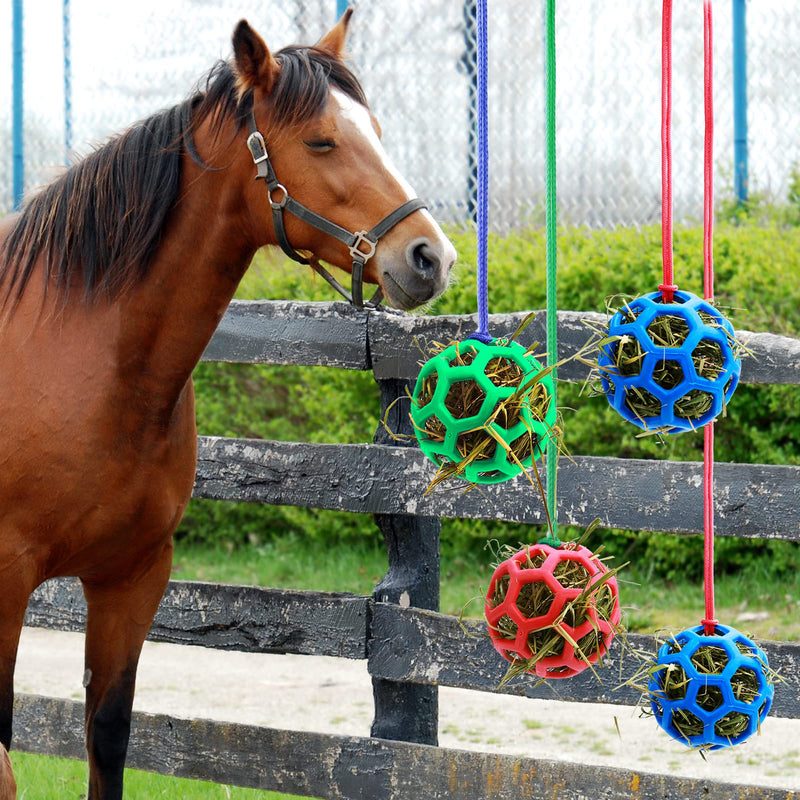 Woiworco 4 Packs Horse Treat Balls, Hay Balls for Horses and Goats, Horse Stall Toys for Boredom Horses, Slow Feed Hay Balls, Goat Toys Hanging Feeding Balls for Horses Goats to Play with and Feeding - PawsPlanet Australia