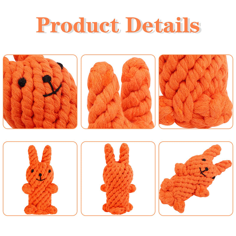 Ruisita Puppy Boredom Rope Toy Cotton Natural Teeth Cleaning Chew Rope Dogs Ball Knot Training Toy Cotton Rope Dog Toys Pet Teeth Training Toys Orange Rabbit, Orange Carrot - PawsPlanet Australia