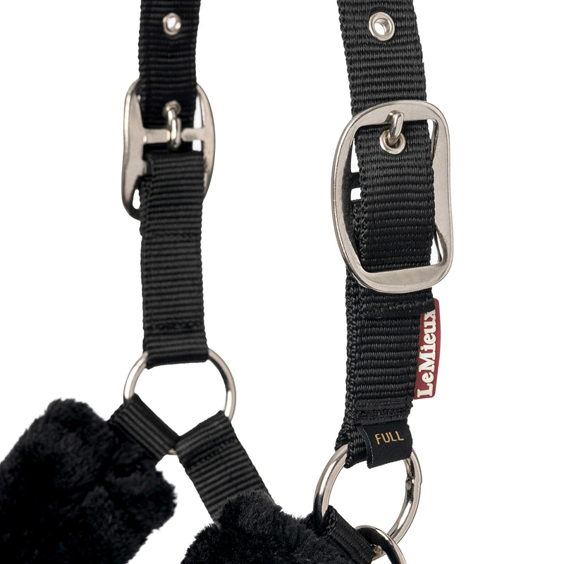 LeMieux Comfort Headcollar for Horses - Soft Fleece Lining - Adjustable & Durable Full Black - PawsPlanet Australia