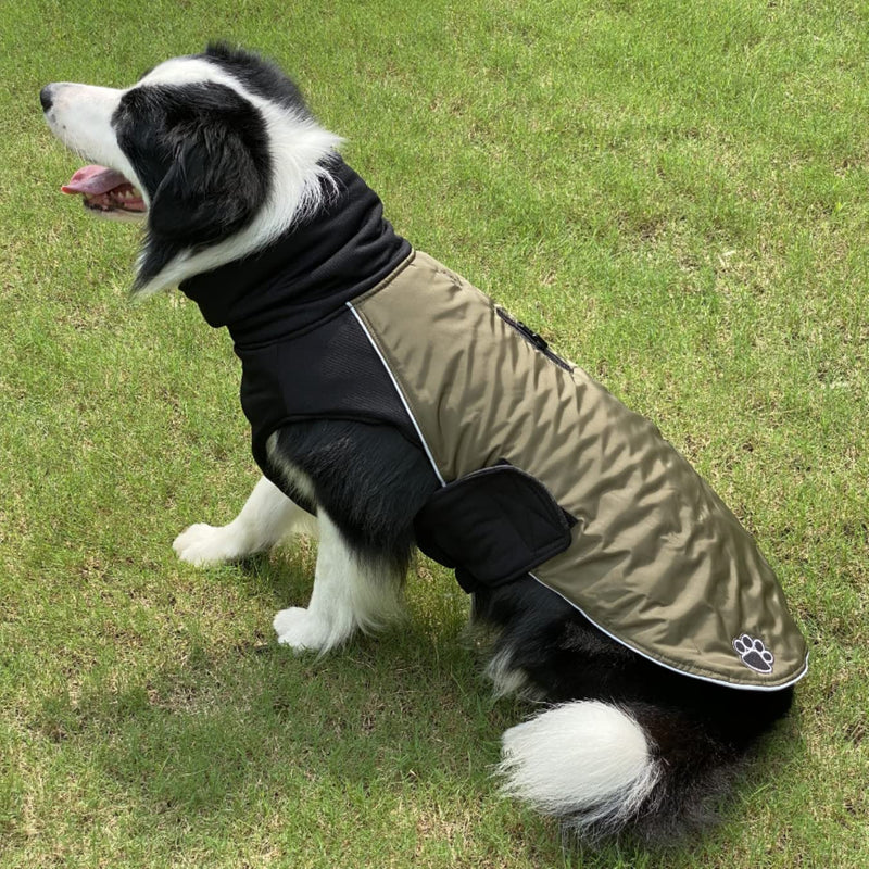 ALAGIRLS Reflective Dog Winter Coat, Winter Warm Waterproof Dog Snow Jacket, Reflective Dog Vest Pet Clothes for Small Medium Dogs Army Green LL (Chest Circumference: 55-68cm) - PawsPlanet Australia