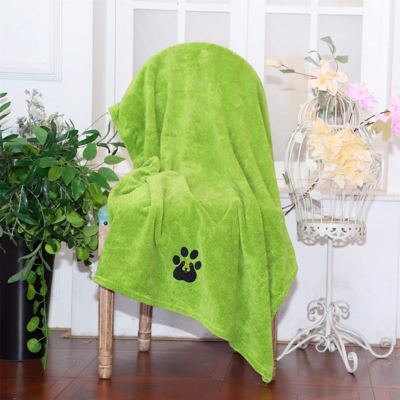 Dogvingpk Dog Towel Super Absorbent Extra Large Soft Microfiber Luxury Dog Towels for Drying Dogs Pet Bath Swimming Grooming Green - PawsPlanet Australia