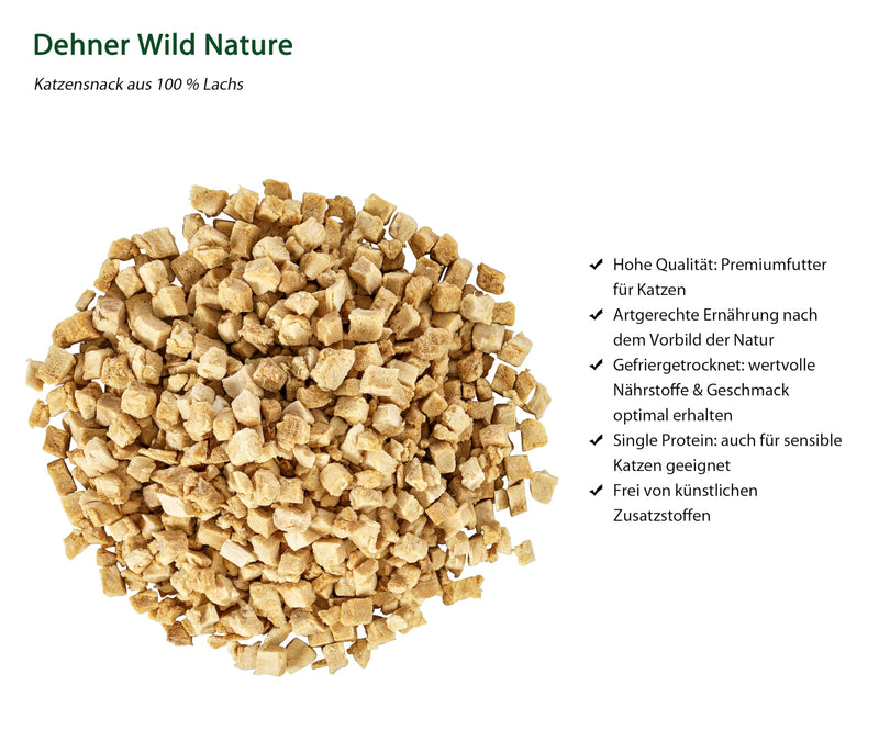 Dehner Wild Nature cat snack, freeze-dried, salmon, 6 x 20 g (120 g) No information - PawsPlanet Australia