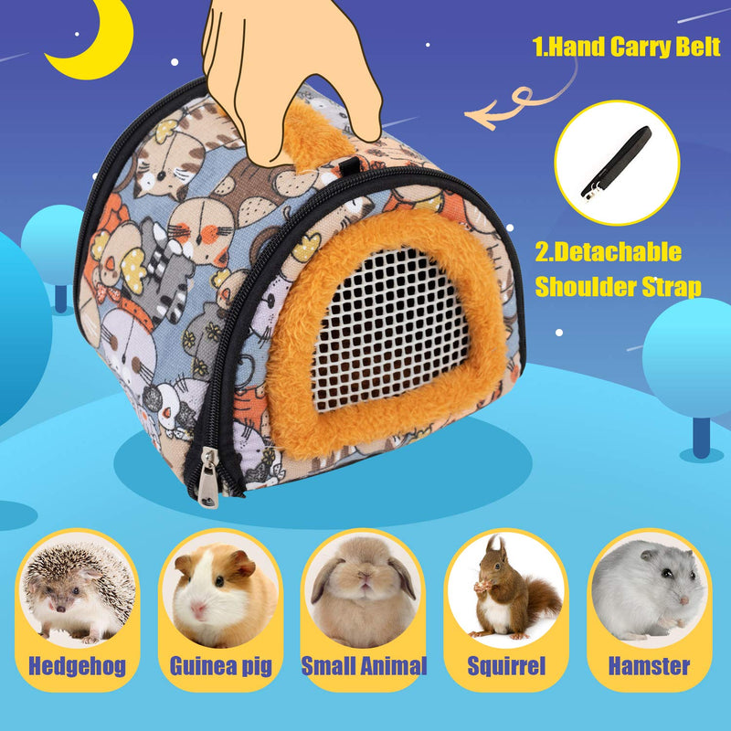 CROWNY Hamster Carrier Bag- Small Animal Portable Breathable Outgoing Bag Small Guinea Pig Hedgehog Carriers with Detachable Strap Double Zipper Travel Pets Cat - PawsPlanet Australia