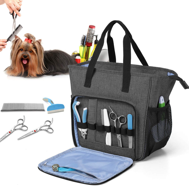 Teamoy Grooming Bag for Dogs, Dog Grooming Set Bag for Dog Grooming Clippers, Claw Grooming, Grooming Brush, Grooming Comb, Shampoos and Other Pet Grooming Accessories, Black 25.4 x 16.5 x 28.2 cm - PawsPlanet Australia
