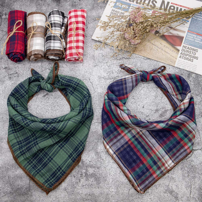 Dog Bandanas - 6PCS Birthday Gift Washable Green Black Brown Blue Red Square Plaid Printing Dog Bib Double Reversible Kerchief Scarf Adjustable Accessories for Small to Large Dog Puppy Cat Classicism - PawsPlanet Australia