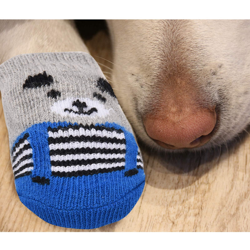 SOSPIRO 4ps Pet Socks, Anti-Slip Knit Dog Cat Socks Pets Paw Protection 3 Sizes with Adjustable Straps Prevent Licking for Pet Indoor & Outdoor Walking Suitable for Small Medium Dogs and Cats(Large) Large - PawsPlanet Australia