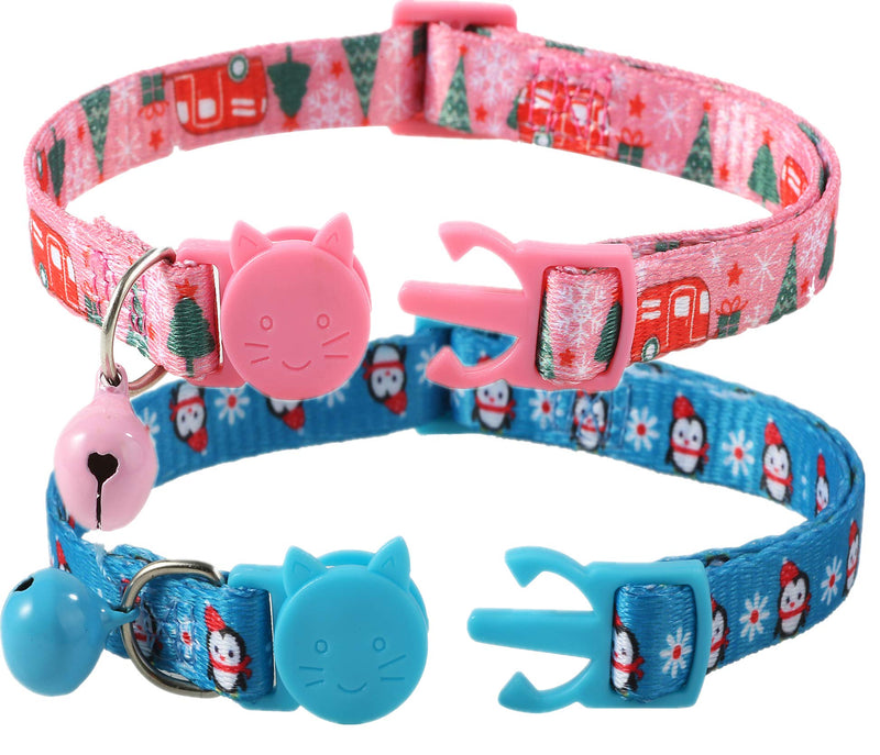 BoomBone Breakaway Cat Collar with Bell for Christmas,Puppy Holiday Collars Blue+Pink - PawsPlanet Australia