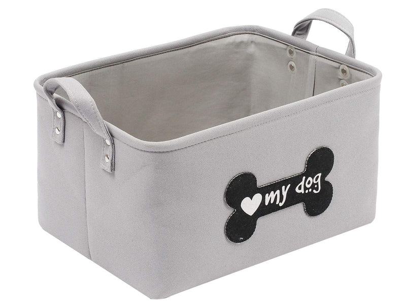 Canvas durable dog storage bin, dog toy basket, storage bins for dog toys - Perfect for organizing pet toys, blankets, leashes, bones and treats - GrayMydog Gray My Dog - PawsPlanet Australia