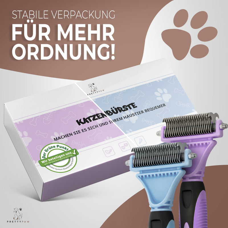 Pretty Paw ® cat brush for gentle and precise hair removal I Suitable as a cat brush for long hair and cat brush for short hair against matting I Pleasantly massaging cat undercoat brush NEW Blue! - PawsPlanet Australia