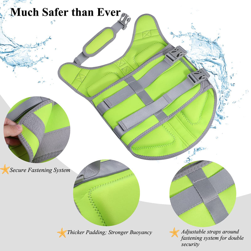 VIVAGLORY Neoprene Dog Life Jacket Reflective & Adjustable Life Vest with Superior Buoyancy and Rescue Handle for Swimming & Boating 19-22 inch (Ribcage Girth) Green - PawsPlanet Australia