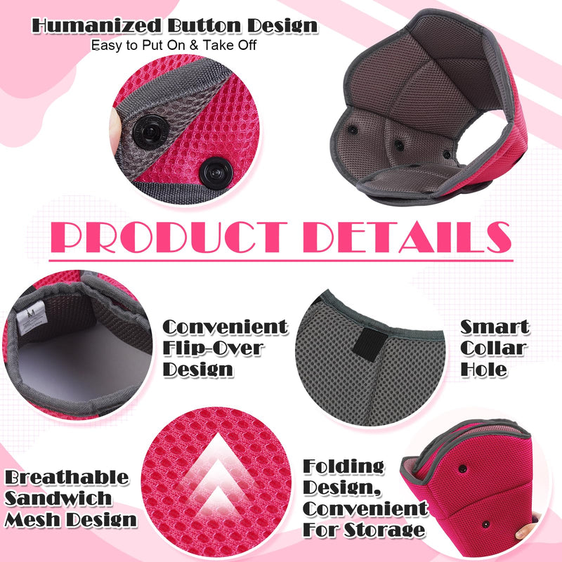 Neck Brace for Dogs, Cat Neck Brace, Protective Dog Collar, Breathable Dog Collar for Small, Medium and Large Dogs, Adjustable Dog Recovery Collar After Surgery - Rose Red SS (Neck: 24-30cm/9.4-11.8in) - PawsPlanet Australia