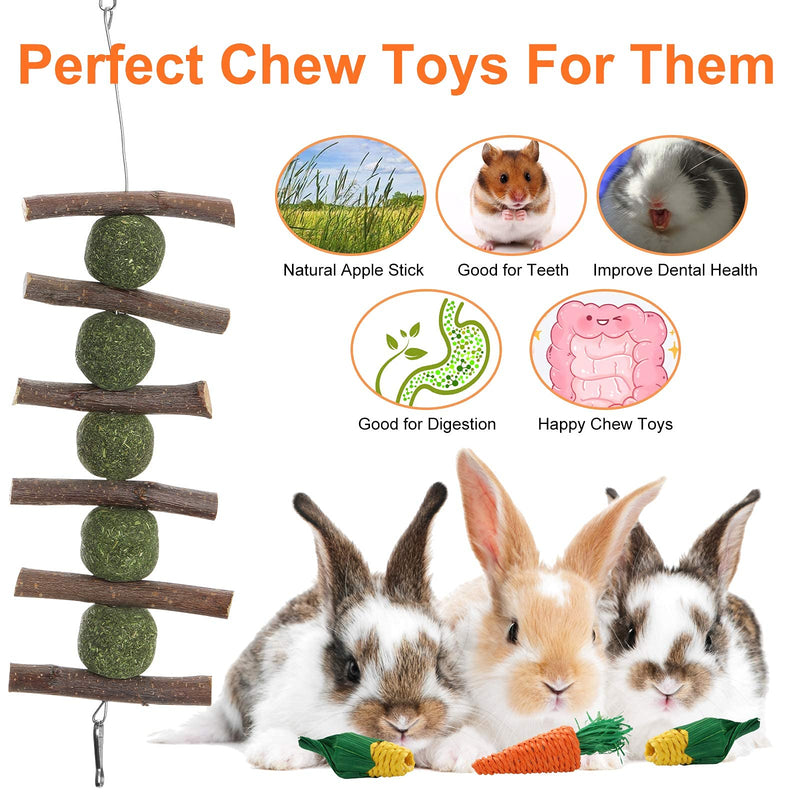 FONLLAM Rabbit Chew Toys, Handmade Natural Guinea Pigs Chew Toys, Perfect for Rabbit, Chinchilla, Hamster, Guinea Pigs - PawsPlanet Australia