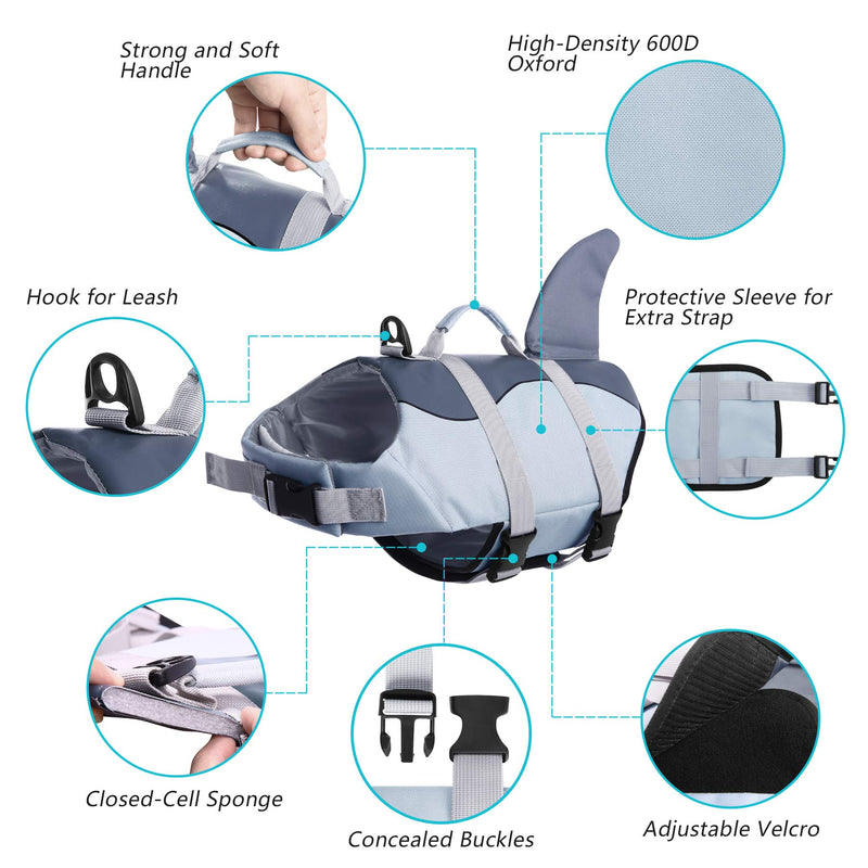 [Australia] - Phyxin Dog Life Jacket Adjustable Dog Safety Vest Pet Life Jackets for Dogs with Rescue Handle Flotation Lifesaver for Dog Life Vest for Swimming Water Safety for Pool Beach Boating X-Large Gray 