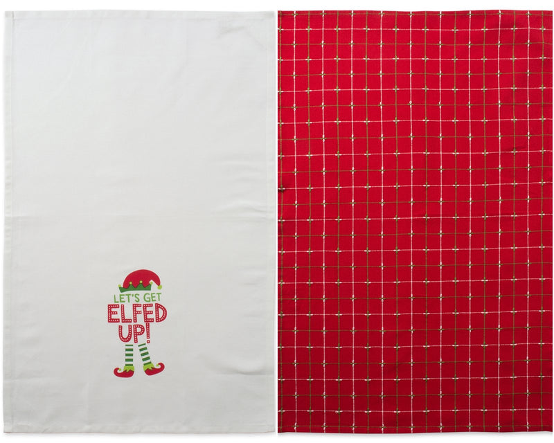 DII Printed Dishtowel Set Christmas Kitchen Collection, 18x28", Elfed Up, 2 Piece - PawsPlanet Australia