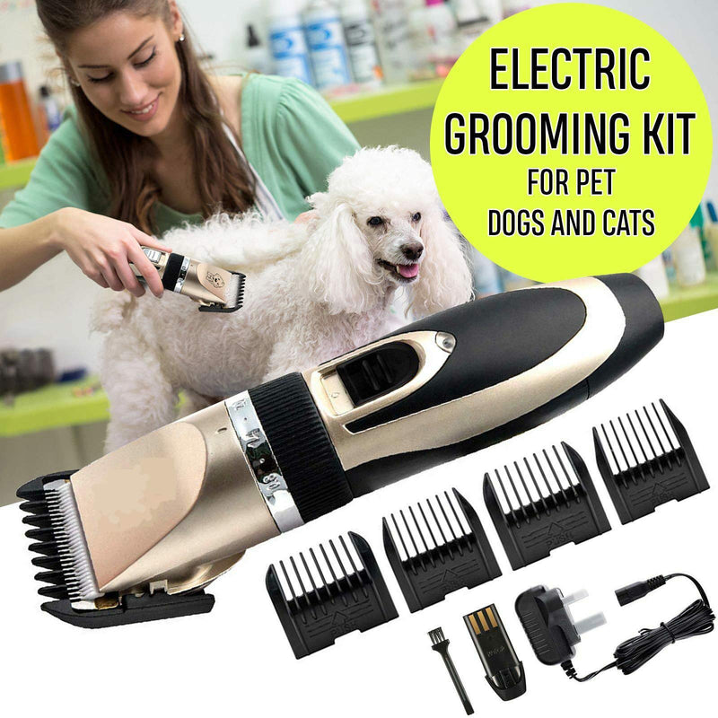 bxtbest-seller Dog Clippers, 5 Speed Cordless Electric Pet Grooming Clippers pet shaver clippers, Low Noise (Gold) UK plug - PawsPlanet Australia