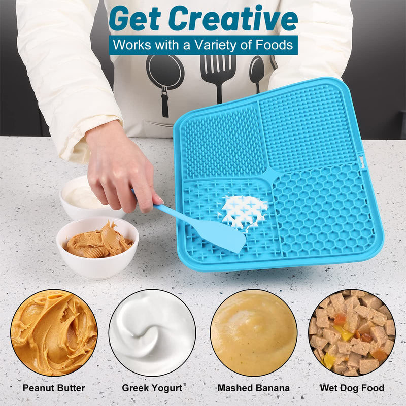 MateeyLife X Large Licking Mats for Dogs and Cats, Lick Mats with Suction Cups for Dog Anxiety Relief, Cat Peanut Butter Lick Pad for Boredom Reducer, Dog Slow Feeder for Bathing Grooming Blue - PawsPlanet Australia