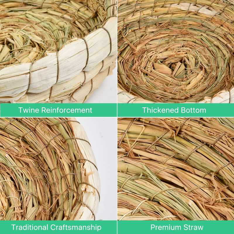 Aemygo 4 Pcs Bird Nest Handmade Woven, Small Animal Breeding Nest Bed with Corn Leaves Flat Base Natual Straw Bird House Cage Accessories for Dove Pigeon Parrot Sparrow - PawsPlanet Australia