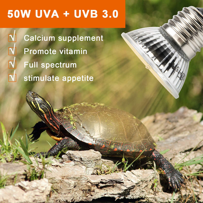 50W Sun Basking Lamp Bulb, AngleKai 6 Pack Full Spectrum UVA UVB Reptile Heat Lamp Bulb for Turtle Sunbathe Heat Lamp Bulb (50W) 50 Watts - PawsPlanet Australia