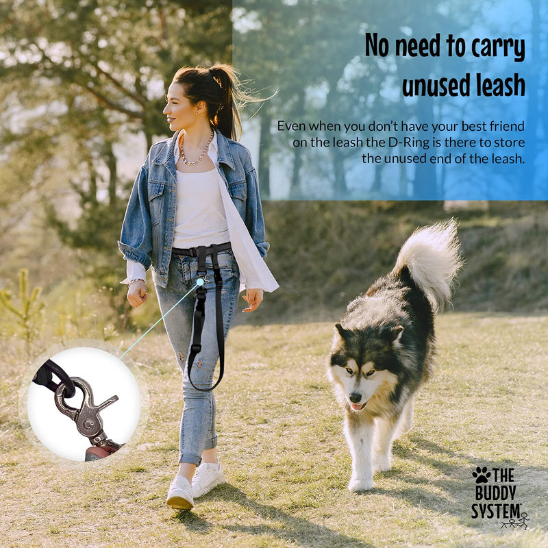 The Buddy System Hands Free Dog Leash, Adjustable Leash for Running, Jogging, Training and Service Dogs, Great for Small, Medium and Large Dogs, Made in USA Regular Belt (22"- 40" Waist) Black - PawsPlanet Australia